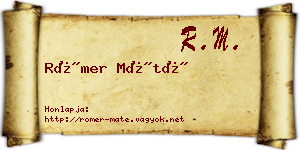 Römer Máté névjegykártya